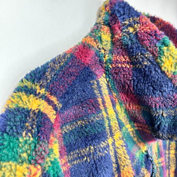 VTG 90s Eastern Mountain Sports 1/4 Zip Pullover Fleece Henley Mens XL Blue USA - Picture 5 of 9